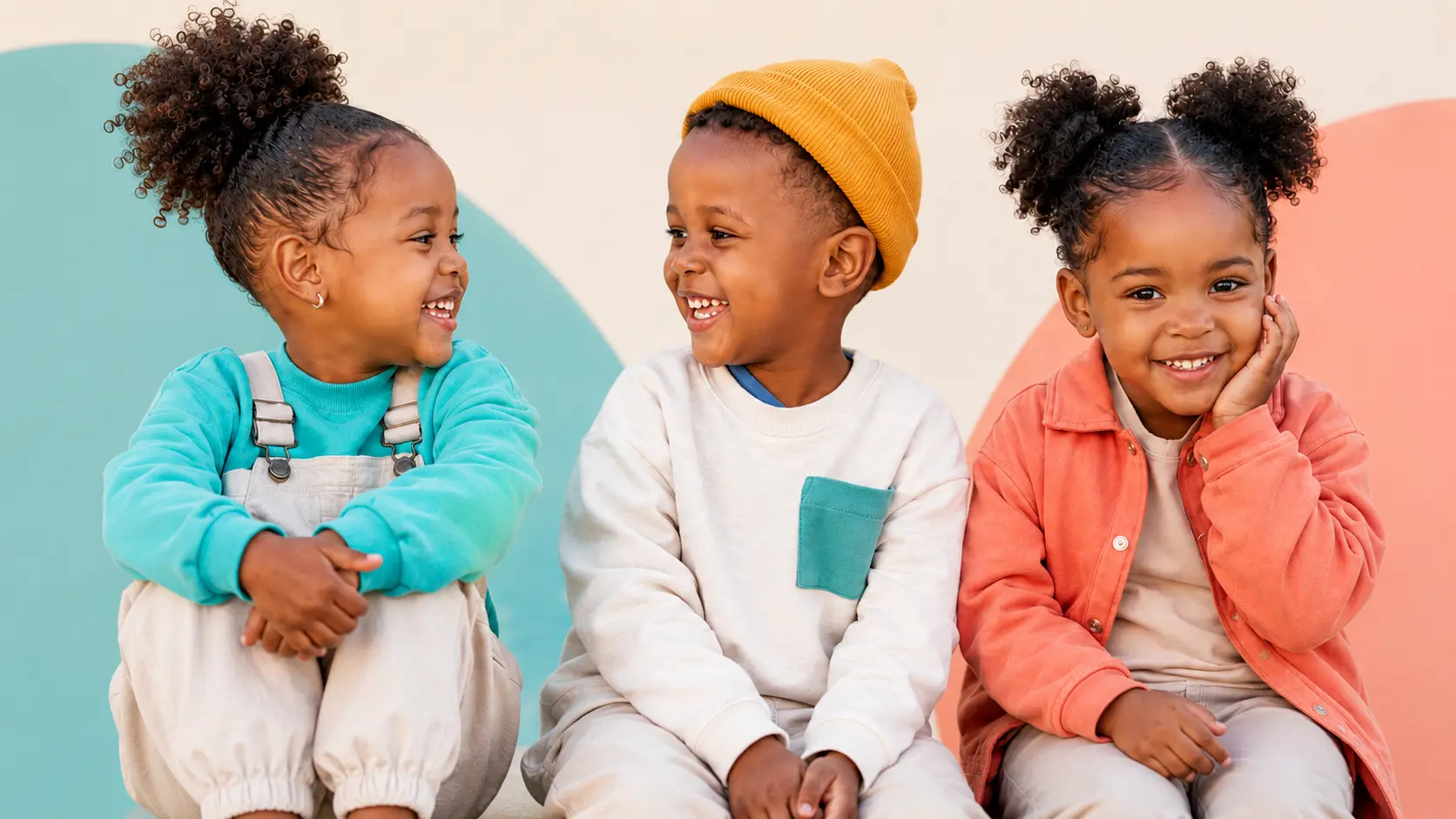 Three happy children growing with Plumbee